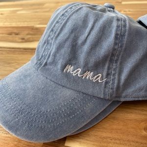 Blue Jean Baseball Cap with Embroidery
